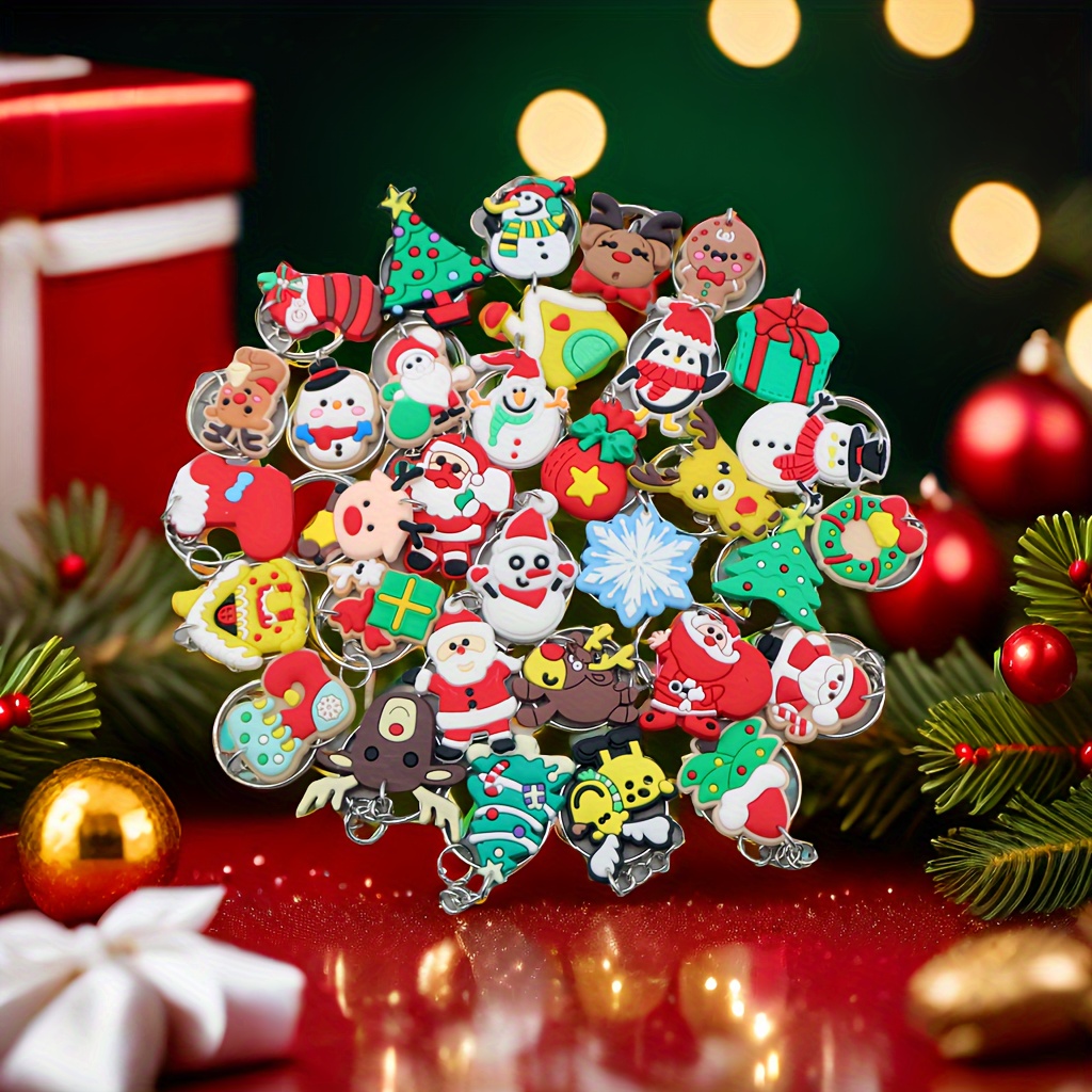 

20pcs Christmas Keychain Set - Pvc , Accessories For Men