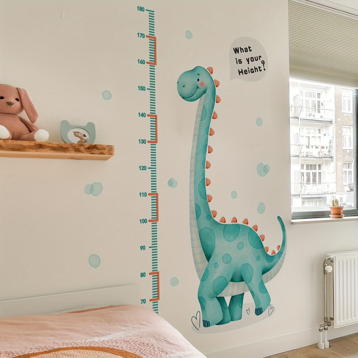 a set of two   painted pink dinosaur height ruler characteristic   wall stickers living room bedroom   entrance kitchen bathroom background wall decoration stickers m14612