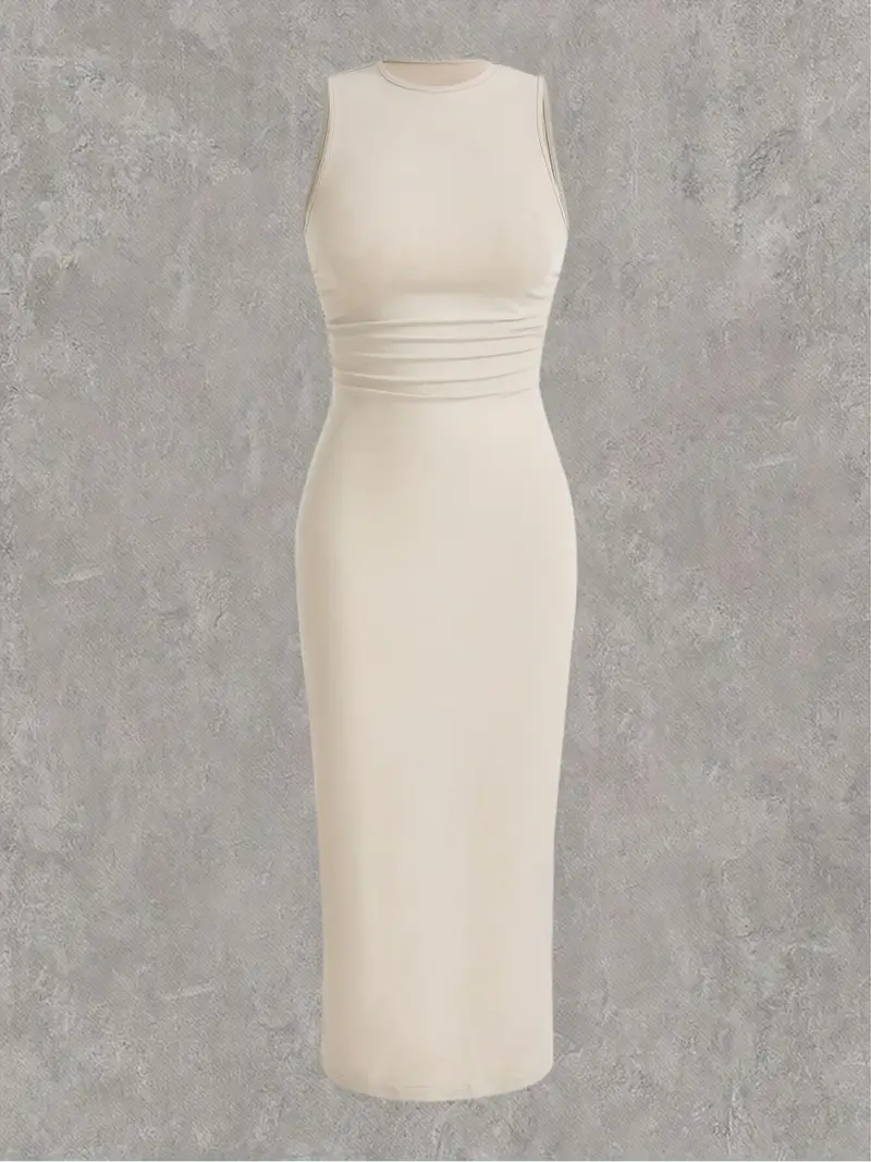 round neck plain bodycon dress KATCH ME Plain Round Neck Short Sleeve Bodycon Maxi Dress
