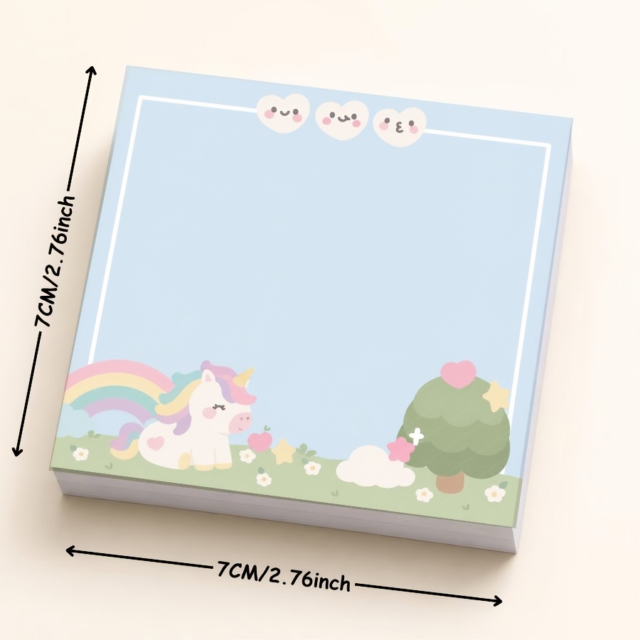 Cute Unicorn Rainbow Memo Pad with Cloud Design