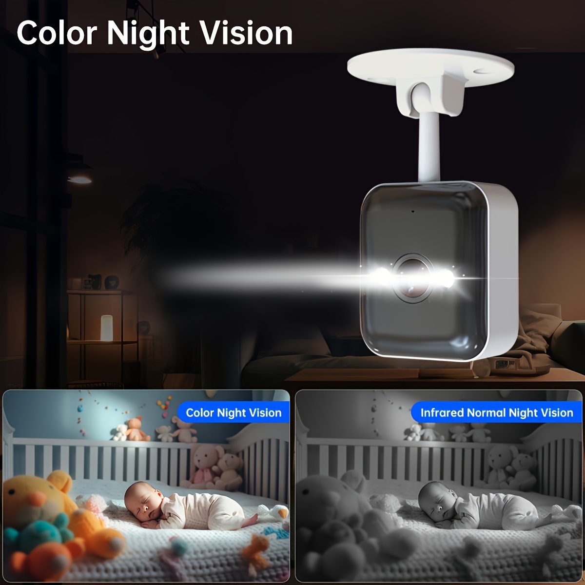   1pc 1080p full hd security camera color night vision dual way   detection built in ap hotspot mini indoor outdoor camera wall mounted usb powered compatible with   homekit smartphone control 36v max voltage no battery included details 4