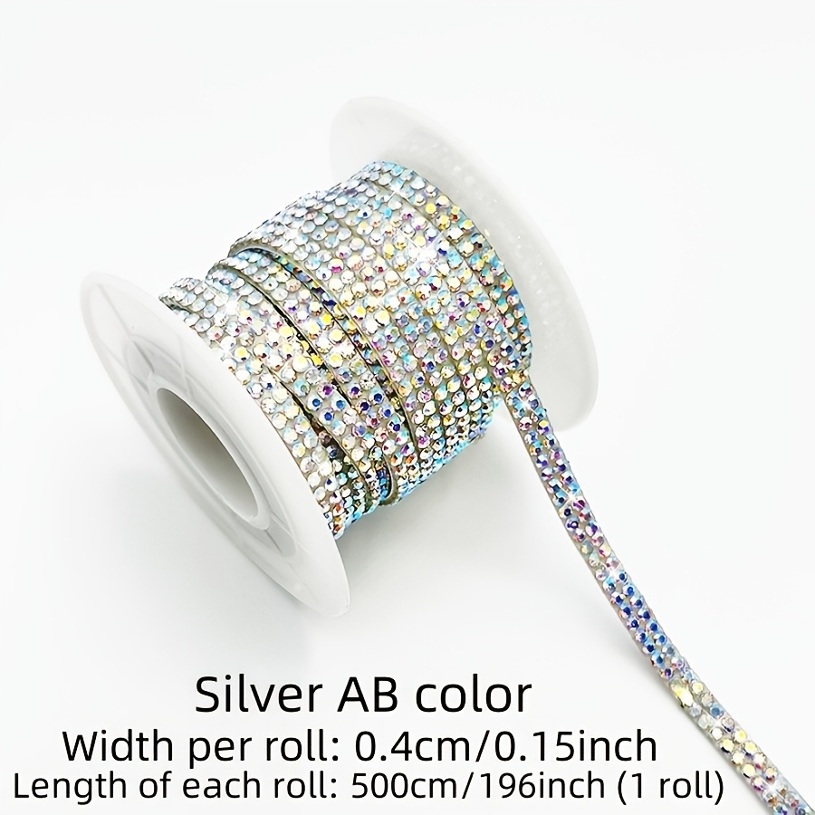 TEMU Self-adhesive Resin Rhinestone Ribbon Strip - 2 , 5-meter Roll, Solid Color For Car Decor, Parties, Birthdays, Weddings, Apparel, Shoes, Hats,