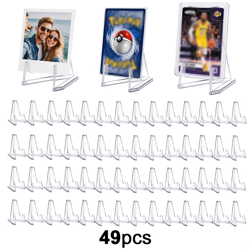 TEMU Lot de 12/49 supports de présentation triangulaires en acrylique transparent, mini chevalet porte-cartes pour cartes postales, photos, badges,