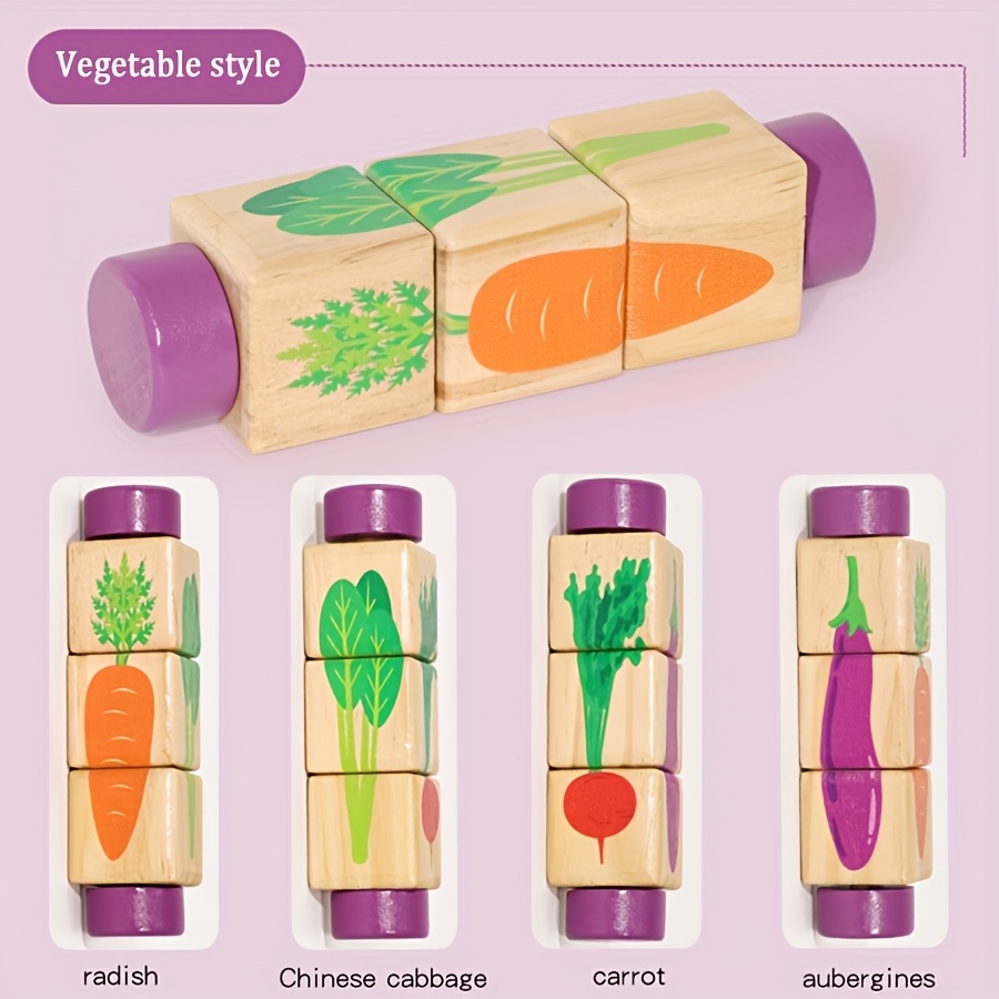 Educational Wooden Rotating Block Puzzle Toy for Kids