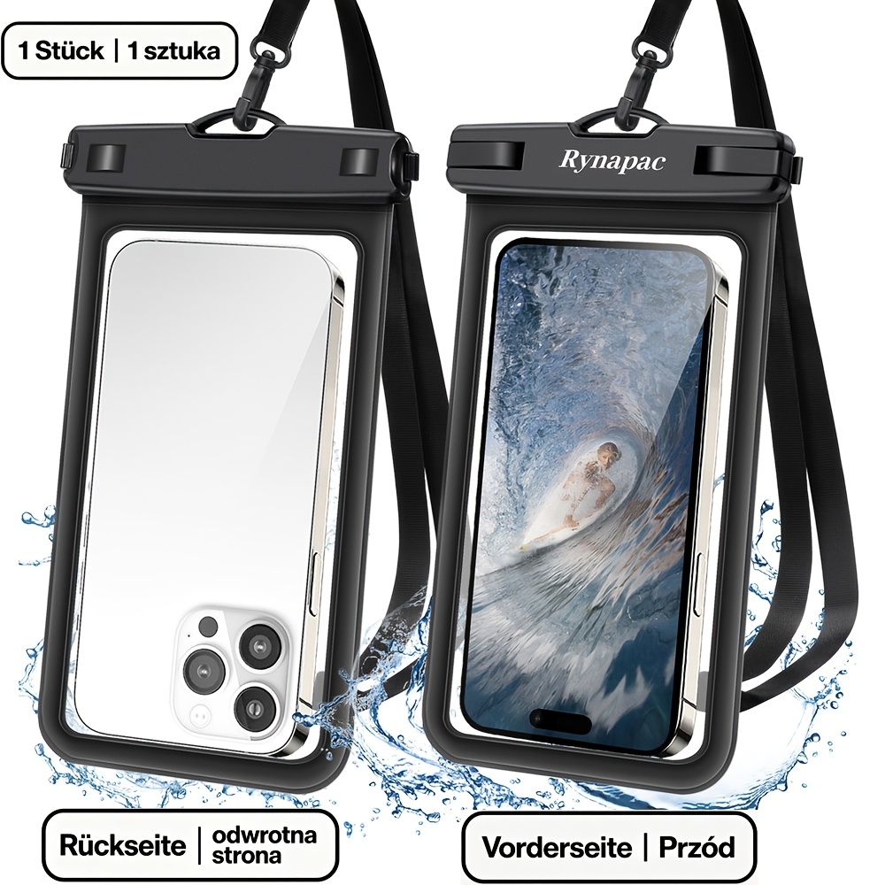 Image of Rynapac Phone Case, 1 Pack Pouch For Phones Up To 6.8 Inch, Universal Dry Bag For Swimming, Surfing, Beach & , Compatible With Iphone, And More