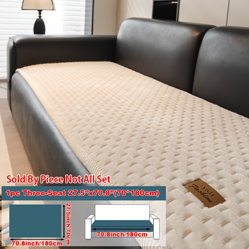 TEMU 1pc Plush Sofa Cover, Suitable, Easy Modern, Anti-slip And Wear-resistant Support For Living Room Decoration, Machine Washable, Pet-friendly And