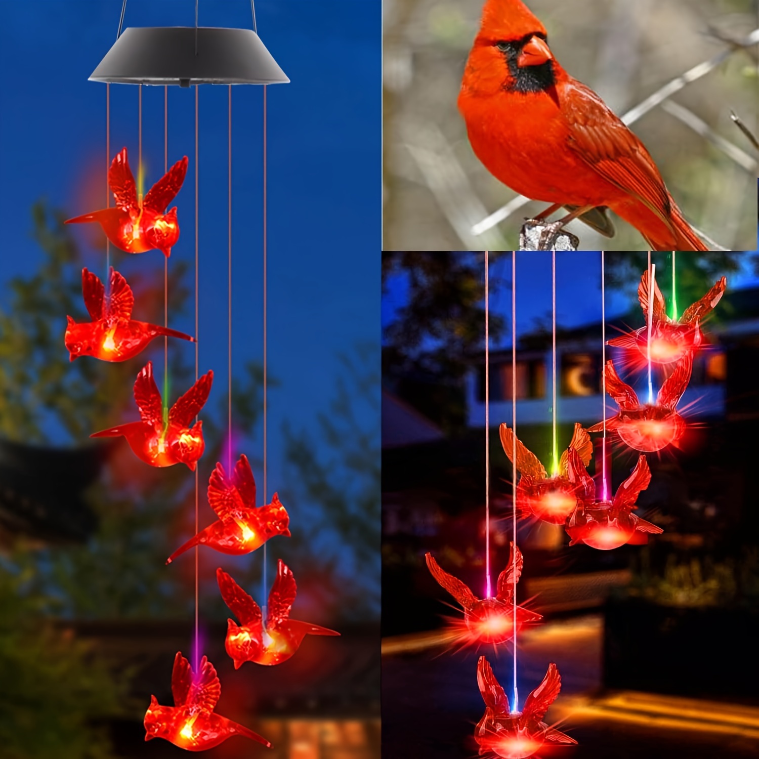 

Solar Powered Bird Wind Chimes, Outdoor Garden Yard Decor, Wind Chimes For Christmas, Halloween, Home Party Decoration Valentines Day Gifts