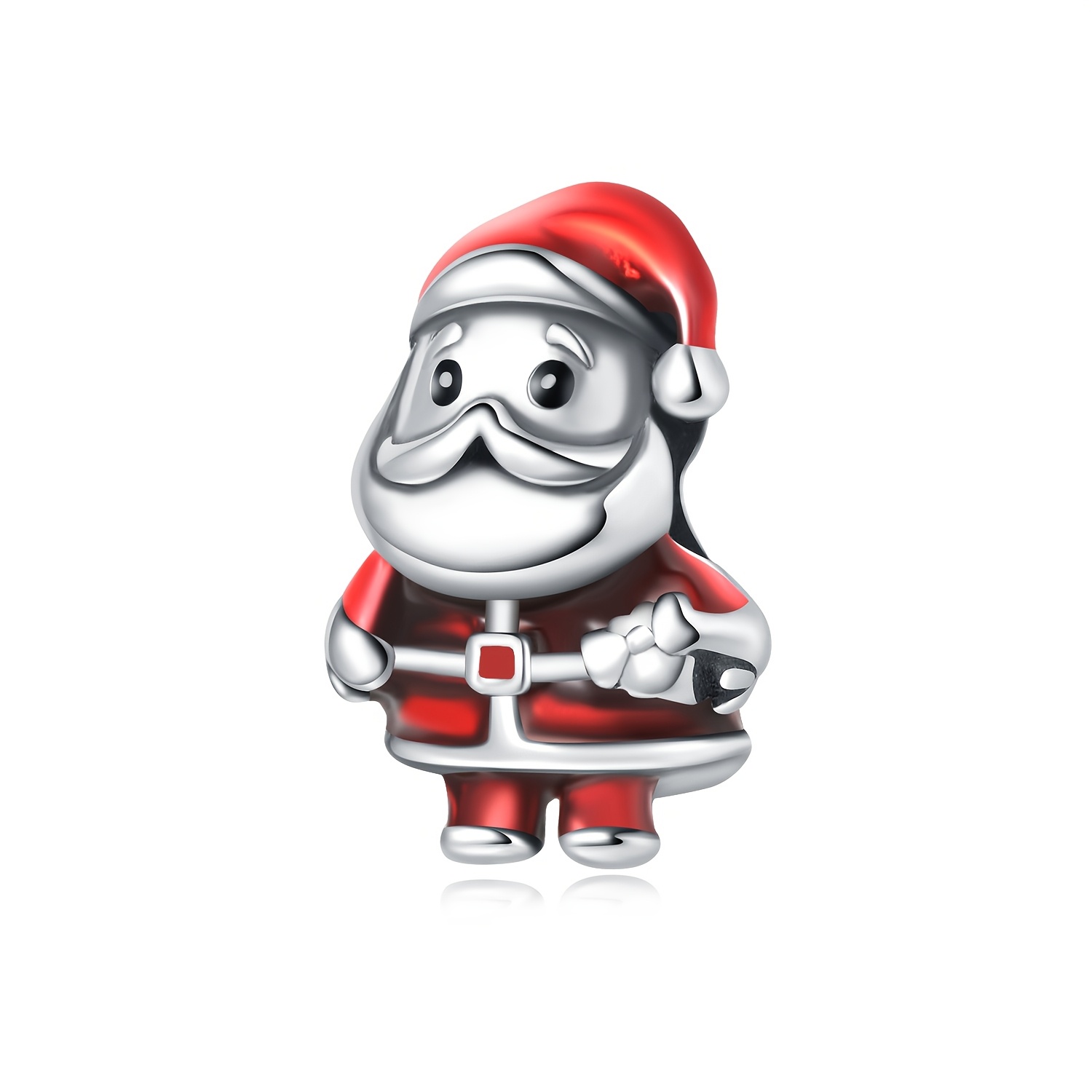 Image of 1pc 925 Silver Plated Christmas Santa Claus Bead Diy Charm Suitable For Original Bone Bracelet, Women' Wear, Christmas Gifts, Valentine's Day Jewelry