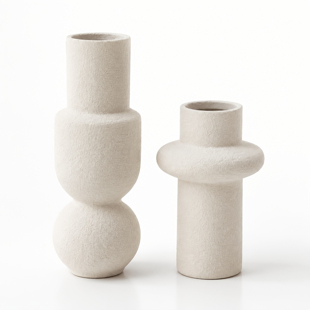 TEMU Lot de 2 vases de présentation concaves blanc cassé dépolis, décoration de fenêtre en PLA imprimé en 3D