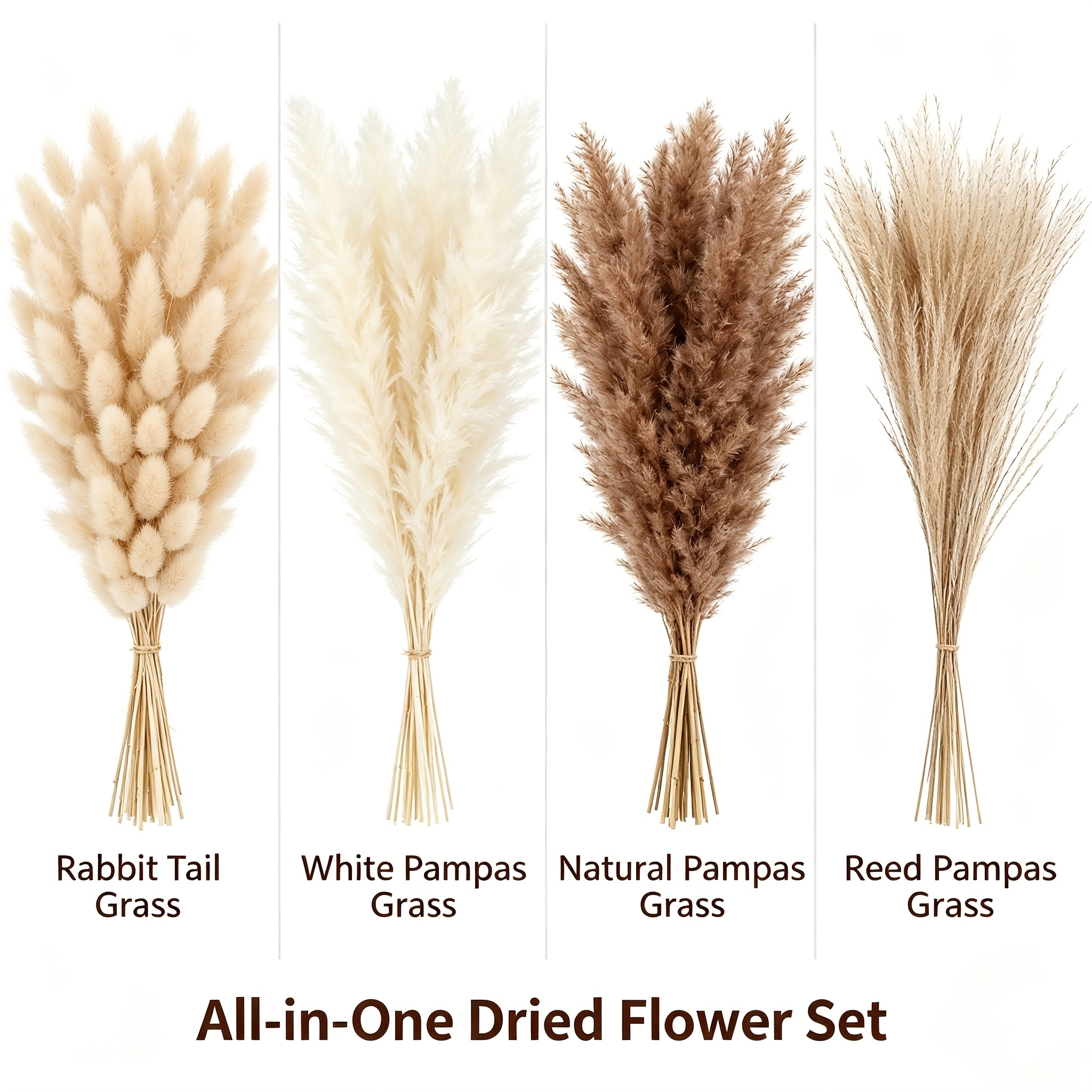 Image of 38pcs Grass Bouquet With Bunny Tail Grass & Reed - Fluffy Suitable For Farmhouse Bohemian Wedding,, Table Centerpiece, Fall Arrangements, Diy Cuttable Dry For Vase Decoration (no Container Included)