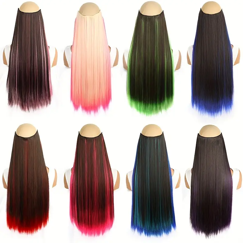 1pc vibrant clip in hair extensions with 5 clips long straight heat resistant synthetic fiber hairpiece for women adds volume length for hair extensions for women versatile hairpiece heatresistant hair details 4