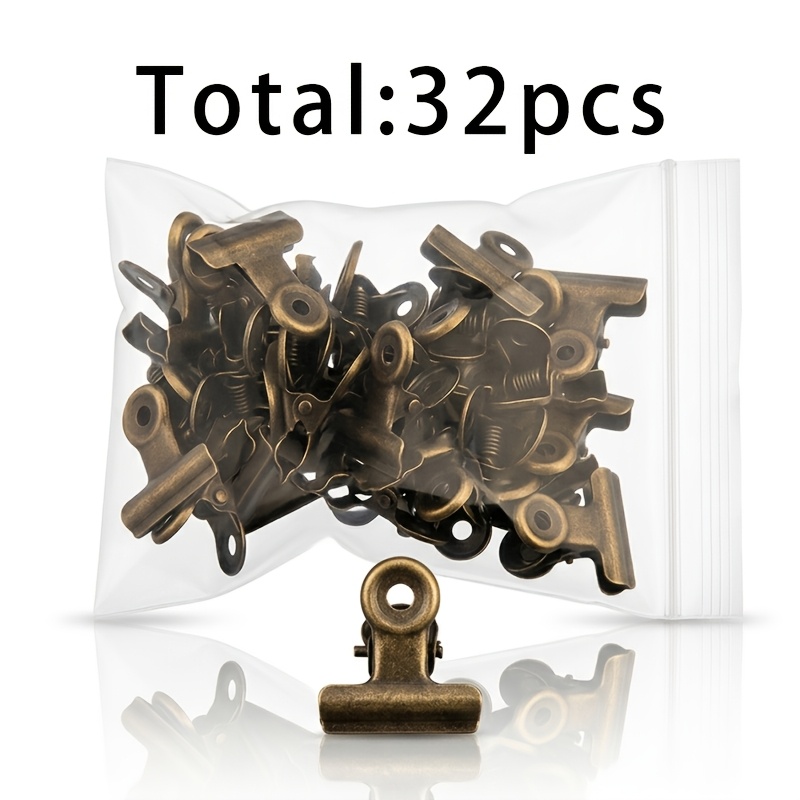 TEMU 32pcs Bronze Color Photo Clips, Bronze Color Metal Clips For Scrapbooking / Photos / Receipts, Long Tail Hanging Clips, Distressed Vintage
