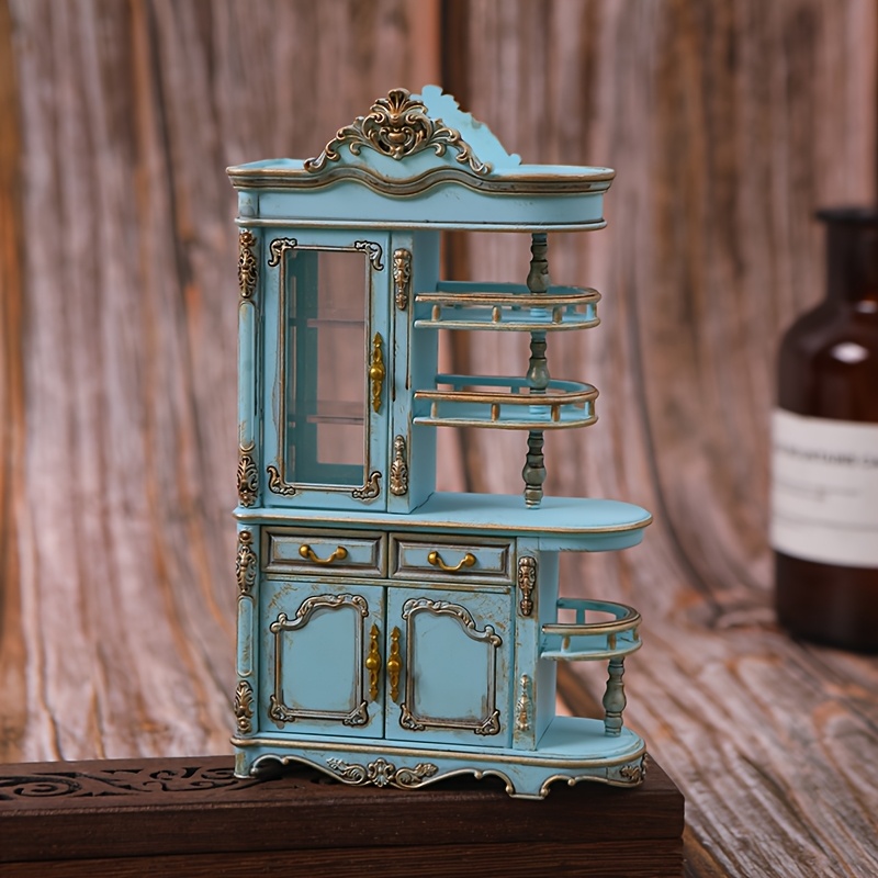 TEMU Nouveau Produit Miniature Scène Modèle Salon Décoration Étagère d'Armoire Écran Matériau Plastique Porte Ouvrable Armoire Décoration Artisanat