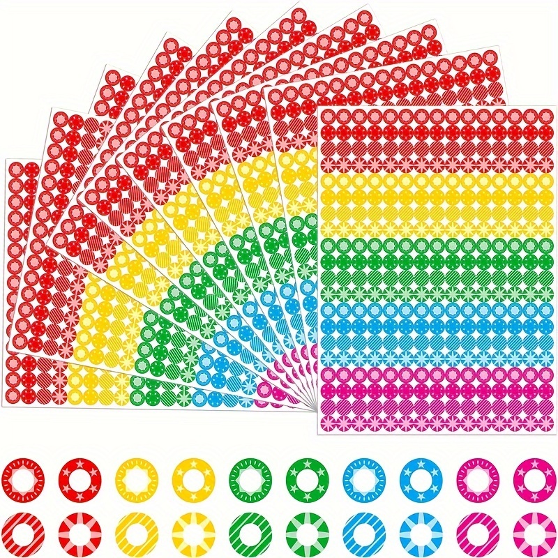 1500pcs Colorful Hole Punch Reinforcement Sticker Labels, Tear Plastic Circles Hole Protectors For Loose-leaf Paper Sheets, 20 Donut Designs.