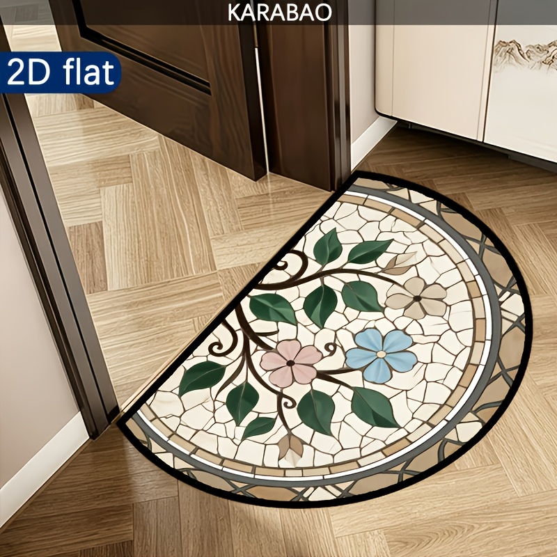 TEMU 1 pz Tappeto per porta in flanella con stampa piatta 2D, Tappeto per porta da esterno per , 1 pz Tappeto per porta a mosaico , Stile boh矇mien,