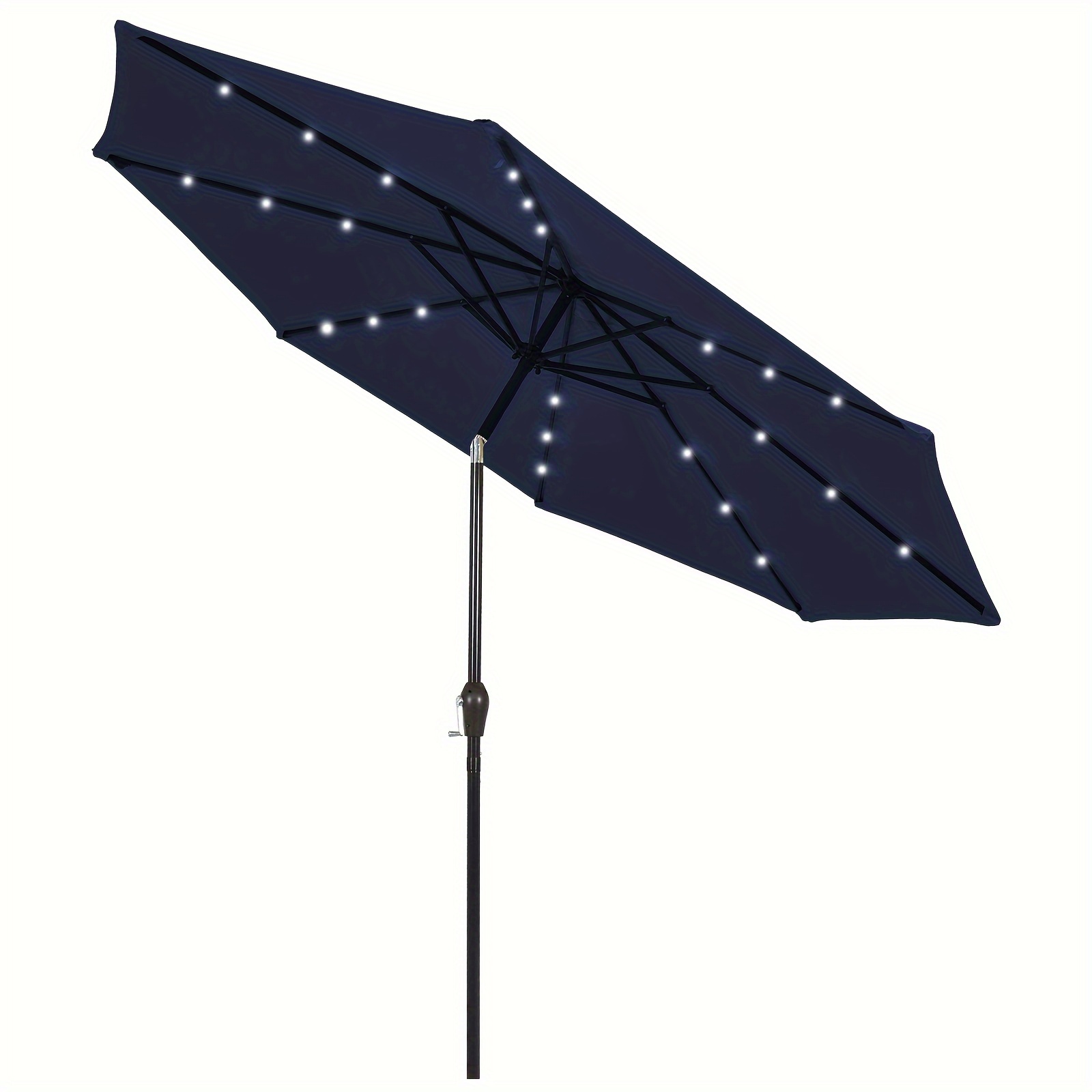 

9ft Patio Solar Umbrella Led Patio Market Steel Tilt W/ Crank Outdoor Navy