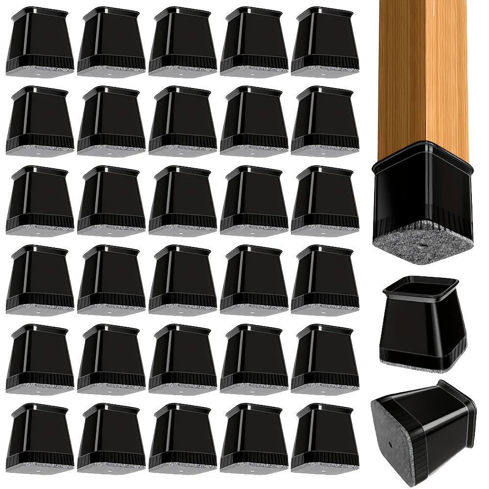 E-shop 32 Stück Schwarze Tischfußmatten, graue, dicke Filzkissen, hohe Elastizität, einfache Installation, enge Passform, nicht abrutschend,