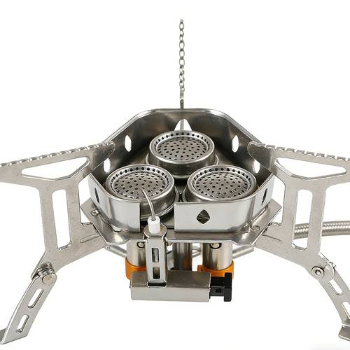 portable 3 burner camping stove 5800w high steel folding camp stove with windproof design outdoor gas stove for hiking picnic travel