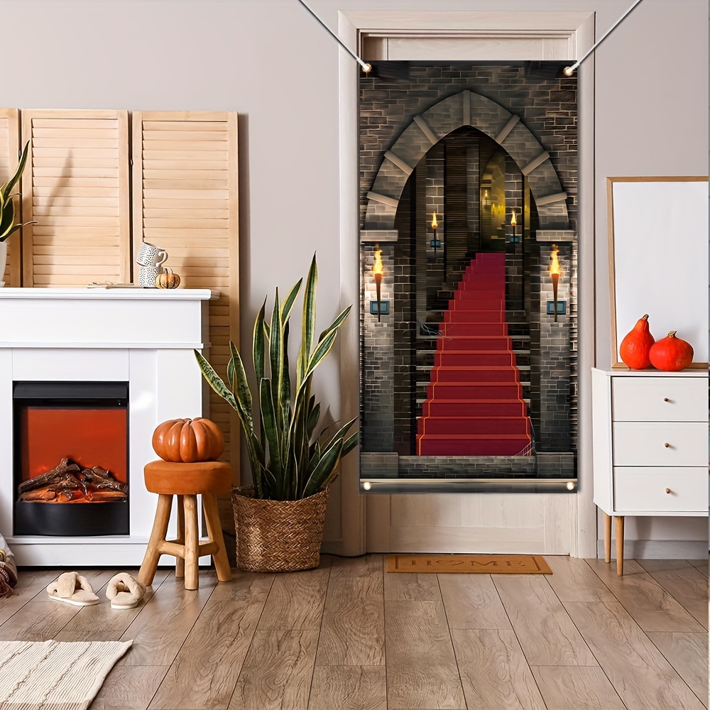 Beistle Schloss-Eingangstürabdeckung – Gruselige Deko Für Halloween & Mittelalter-Partys | 76x150 Cm Kunststoff | Einseitig Bedruckt