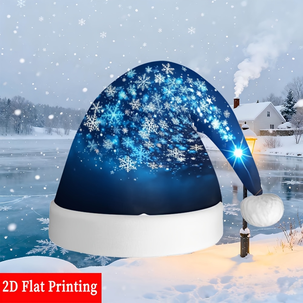 TEMU 1pc Chapeau de Fête Arbre de Noël de Neige Bleu avec Guirlandes Lumineuses - Décorations de Fête Plates pour Noël, An, Anniversaires, Fêtes