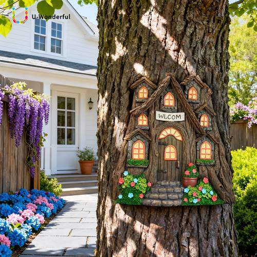 fairy doors and windows for trees outdoor glow in the dark garden art decor for kids rooms walls and for trees outdoor decoration additions