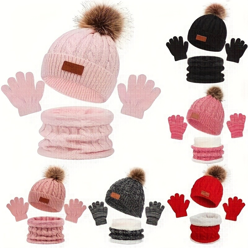 

Ensemble d'hiver comprenant un chapeau, une écharpe et des gants pour enfants : , léger et extensible - pour Noël