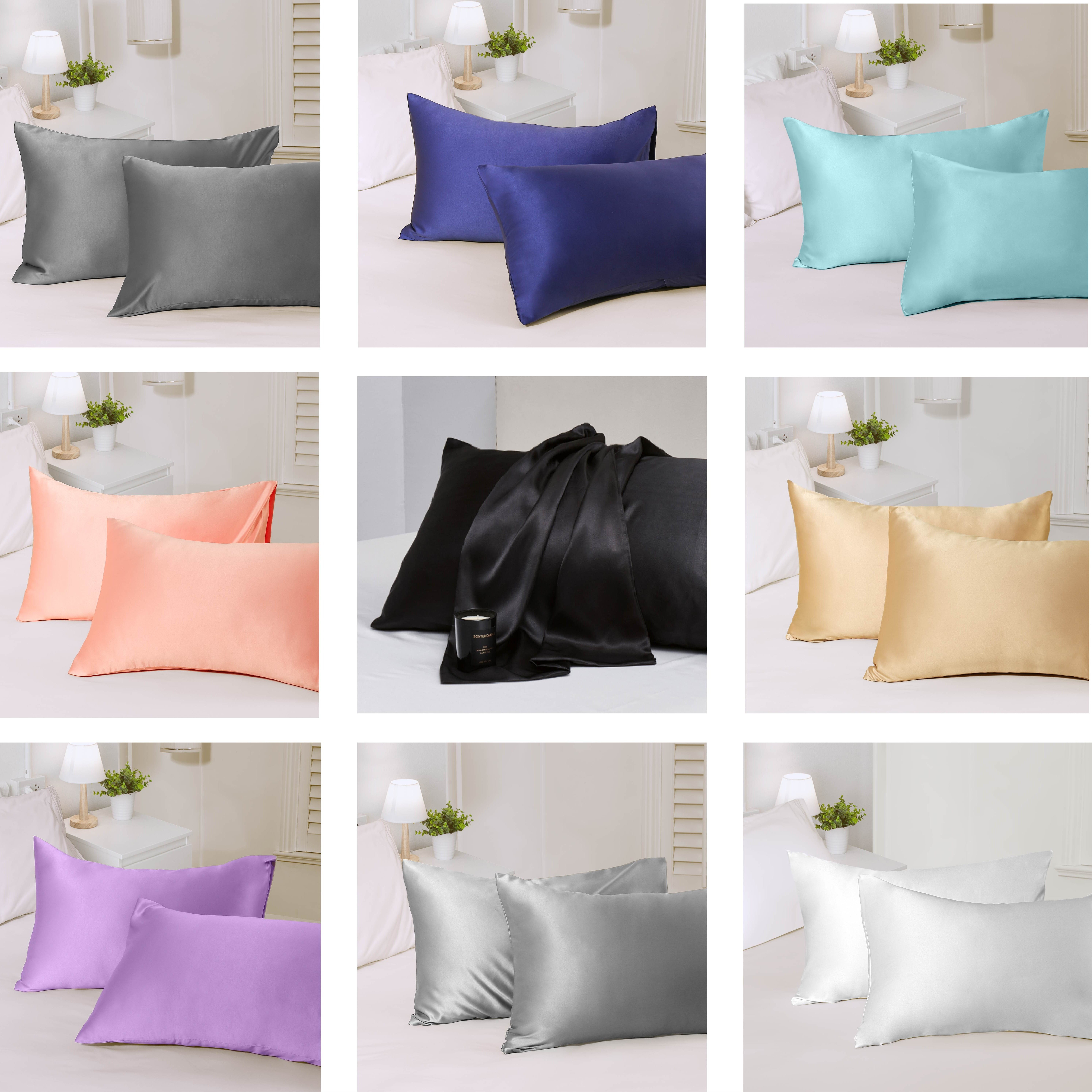 

2pcs Luxury Soft Comfort Satin Pillowcases (no Core), 100% Polyester 120g Solid Color Pillow Covers, Bedroom Decor, Home Use