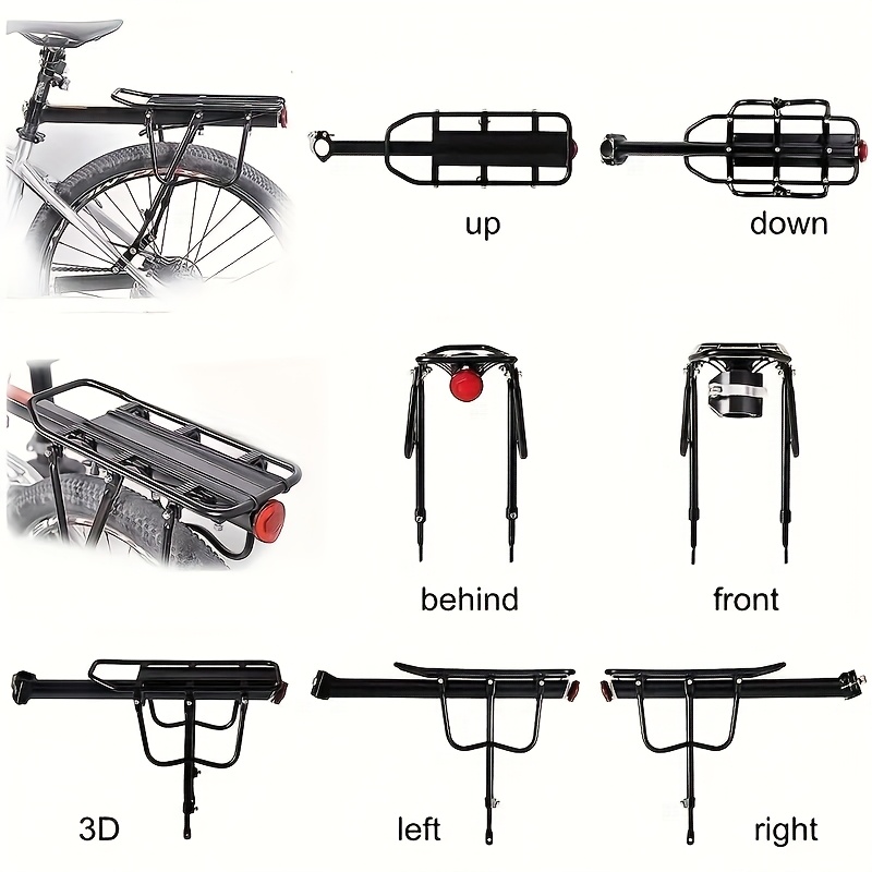 TEMU Rear , 110 Lb/50kg Aluminum Alloy Universal Adjustable Bicycle Equipment Bracket Pedal With Tools And Reflectors For 26 -29-inch Frames.