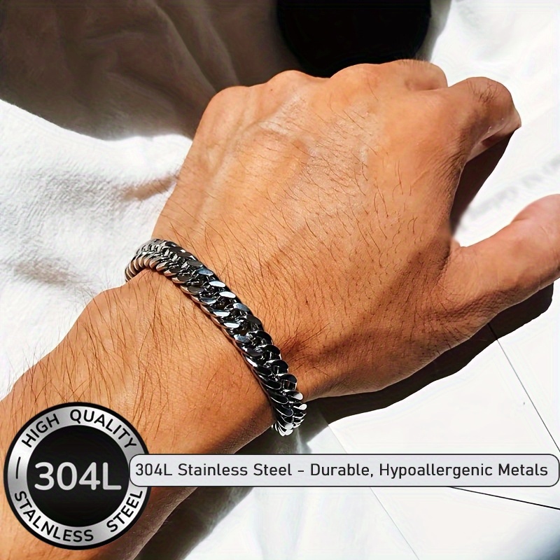 Men's Durable 304L Stainless Steel Cuba Chain Bracelet