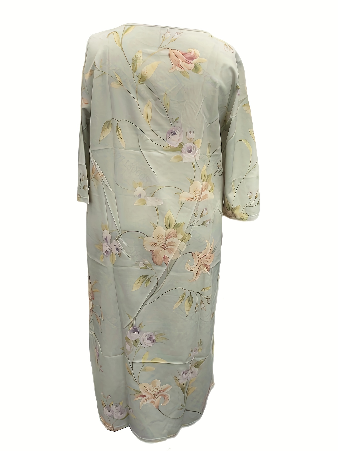 womens light green floral 3 4 sleeve kimono - Temu