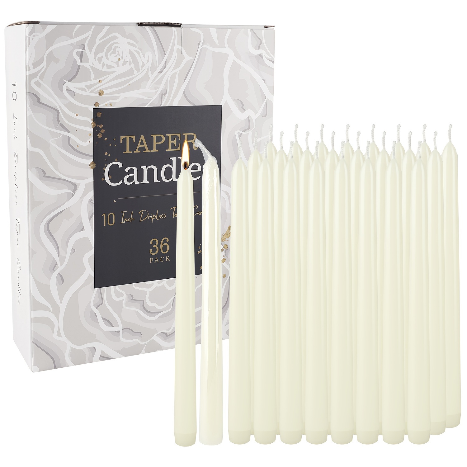 TEMU 36pcs Ivory Pole Wax Candle, No Drip, , No Fragrance, Home Dinner Candle, Hand-, High Quality, Suitable For Church, Family, Wedding, Home Decoration, Suitable For Festivals.