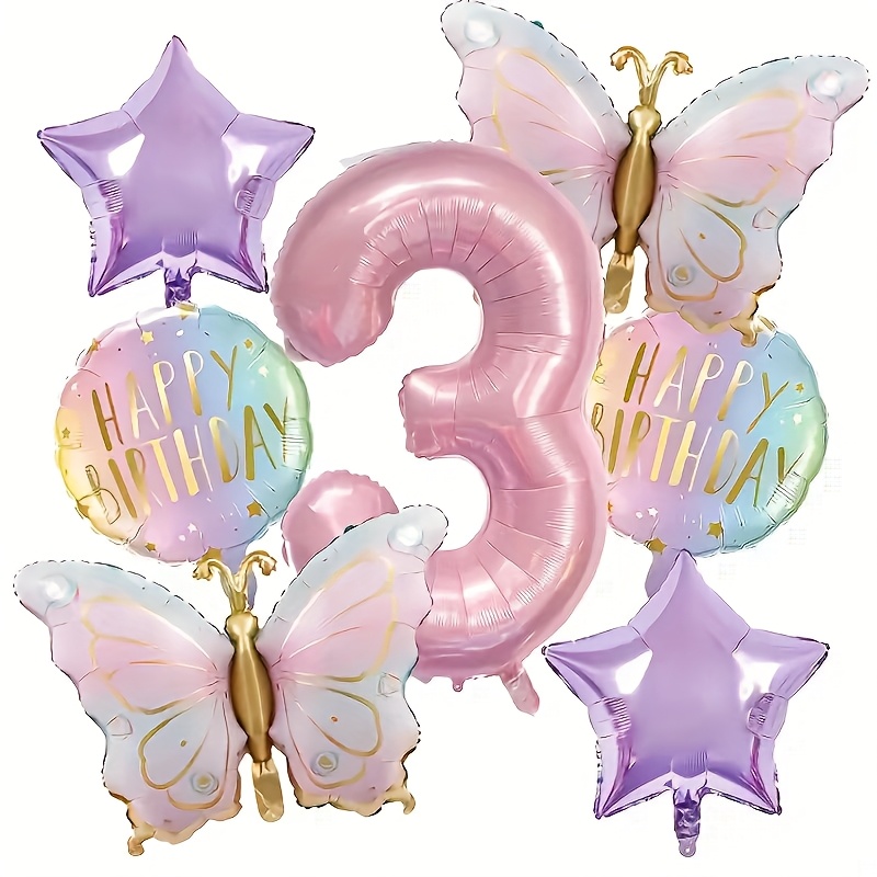 7pcs elegant   foil balloon set with lavender star balloons for party decoration
