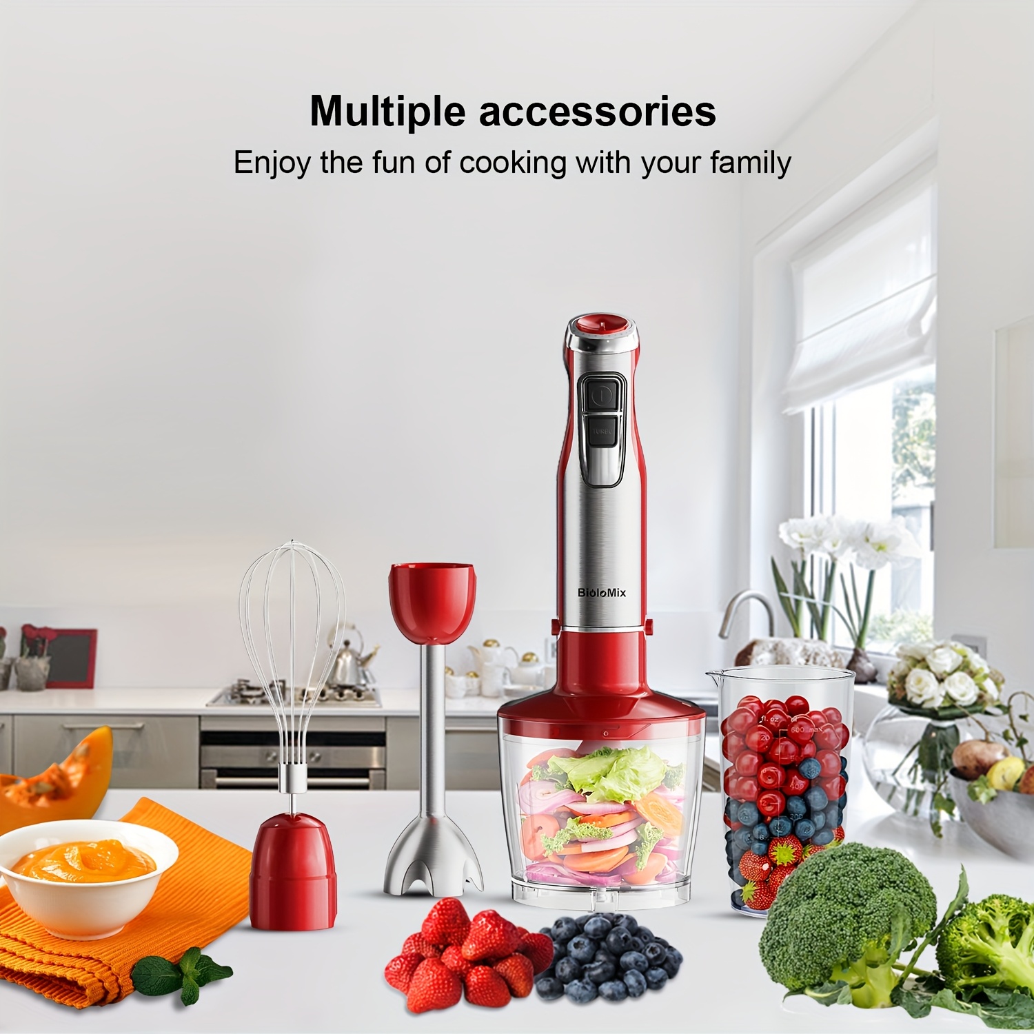 4 in 1 high power 1200w   hand stick blender with chopper smoothie cup stainless steel ice   eu plug 410 stainless steel Product details 2