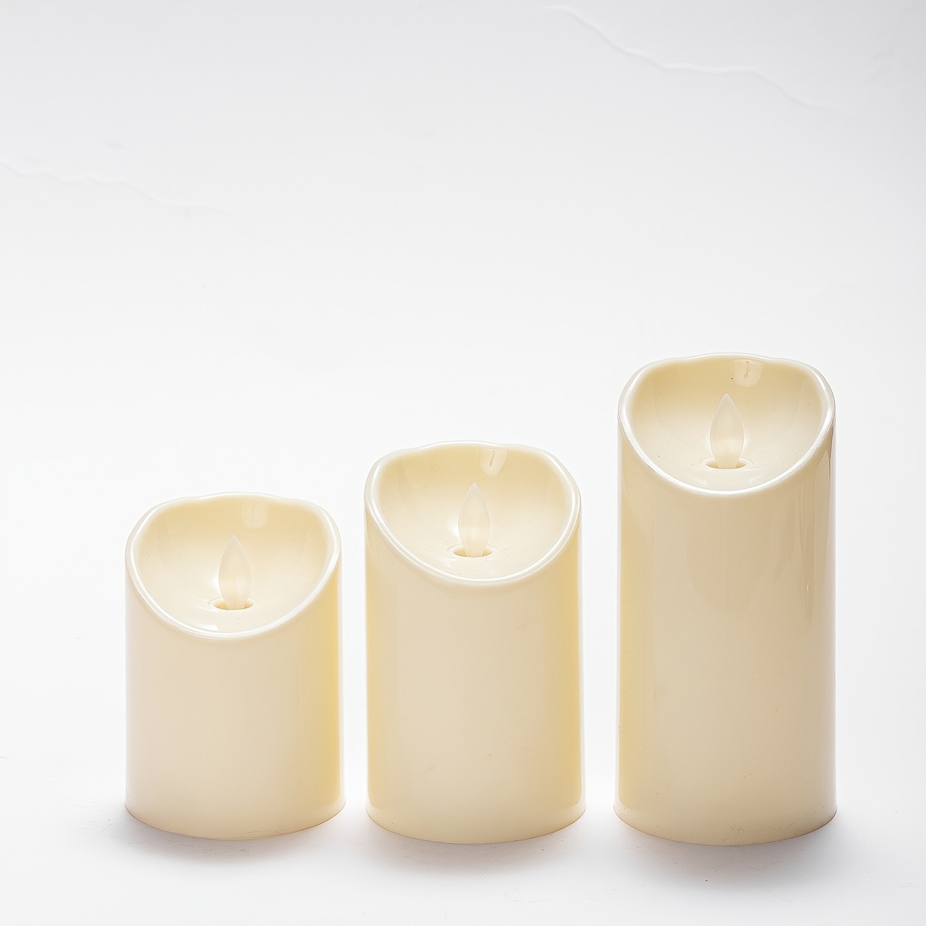 TEMU 3pcs Set With Realistic Effect, Ivory Pillar Candles, Suitable For Weddings, Halloween, Christmas, Table Centerpieces - Battery Operated