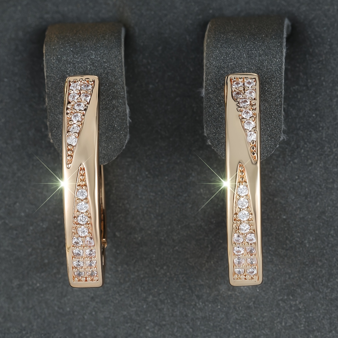 Image of 1 Pair Trendy Golden Color White Stone Cross Hoop Earrings For Women Vintage Bride Wedding Jewelry Earrings For Pretend Play, Perfect For Winter, New Year