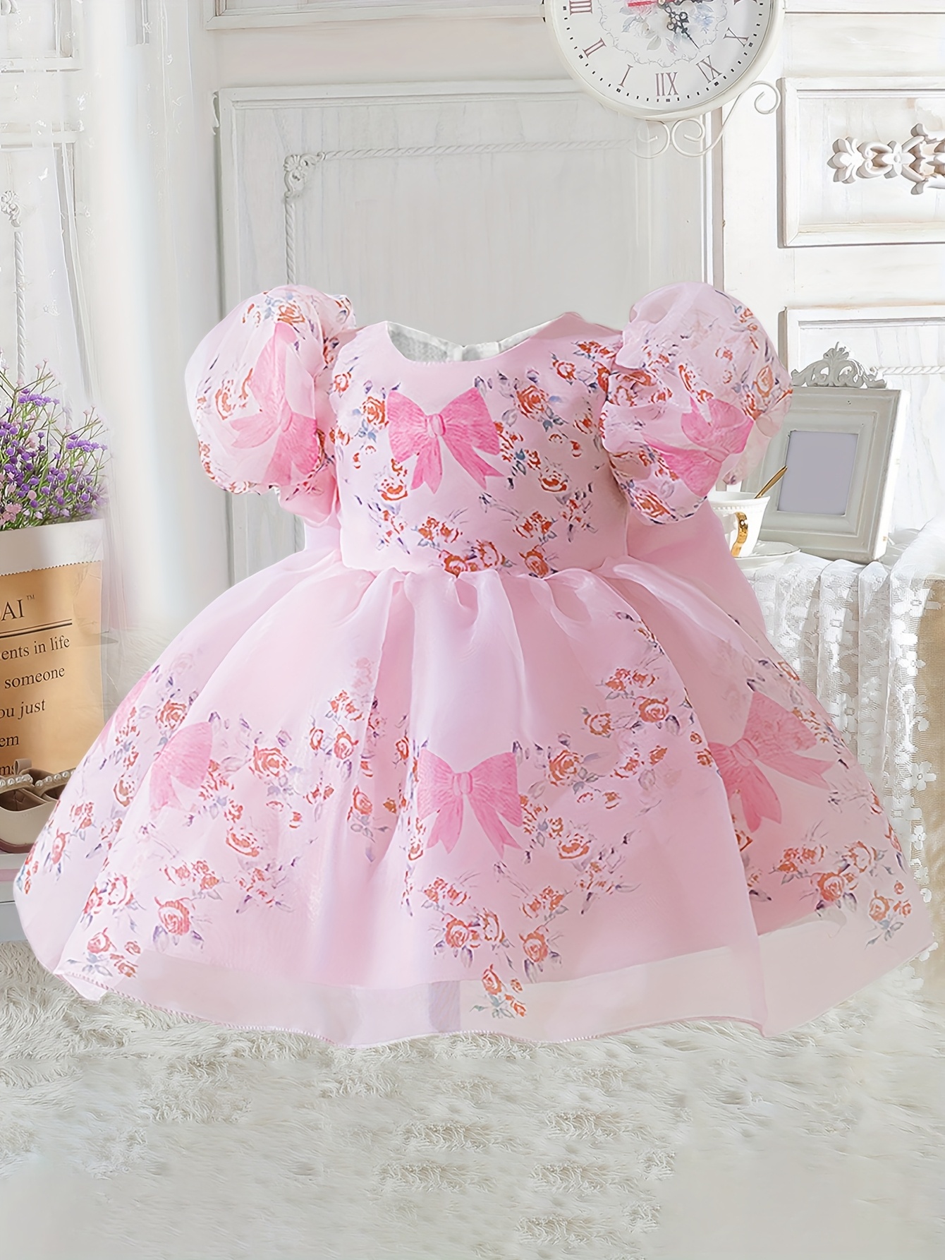 cute first birthday dress Long Sleeve Sequins Knee Length 1st Birthday Girl Dress J359 Pink / child-2 main image 0