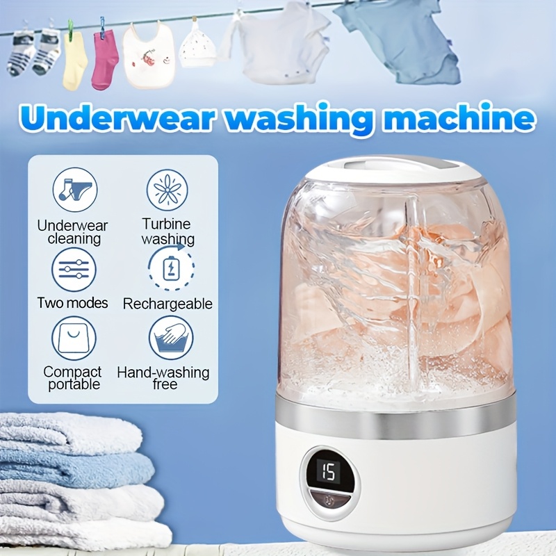Portable Mini Washing Machine - 1.2L Cordless Washer For Underwear, Socks & Travel