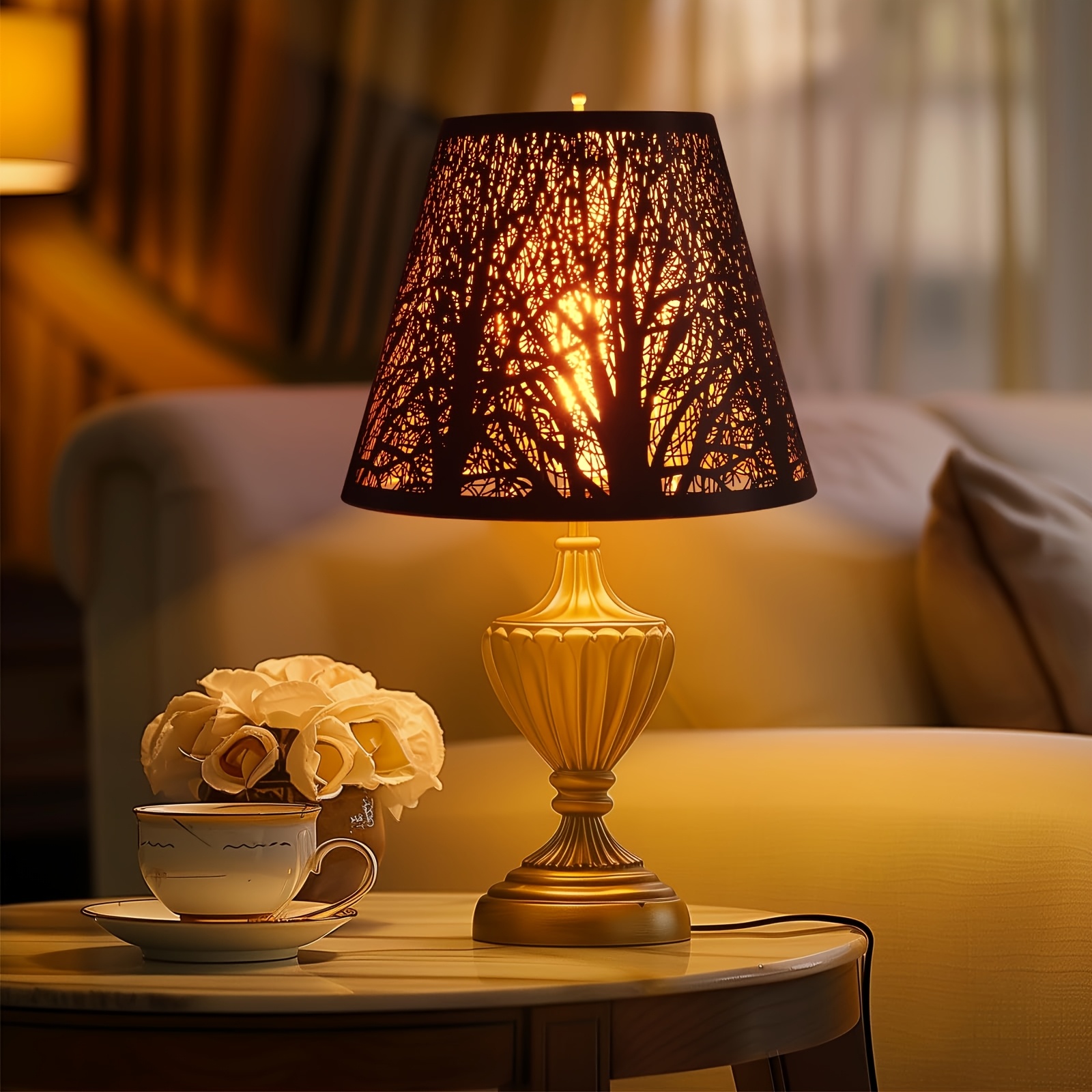 Mxzzand Abat-jour En Fer Abat-jour Tambour E27 E14 Clip Forme De Feuille De Sapin évider