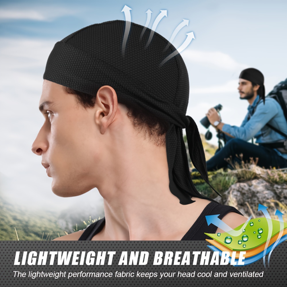 1pc Sweat Wicking Doo Rag Cooling Dew Rag, Breathable Hat Head Wrap for Men And Women Cycling