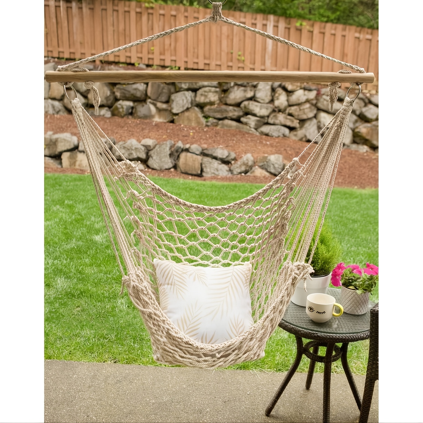 

46" Swing Chair With Backrest - Fabric, , Porch Or Outdoor , To 200 Lbs