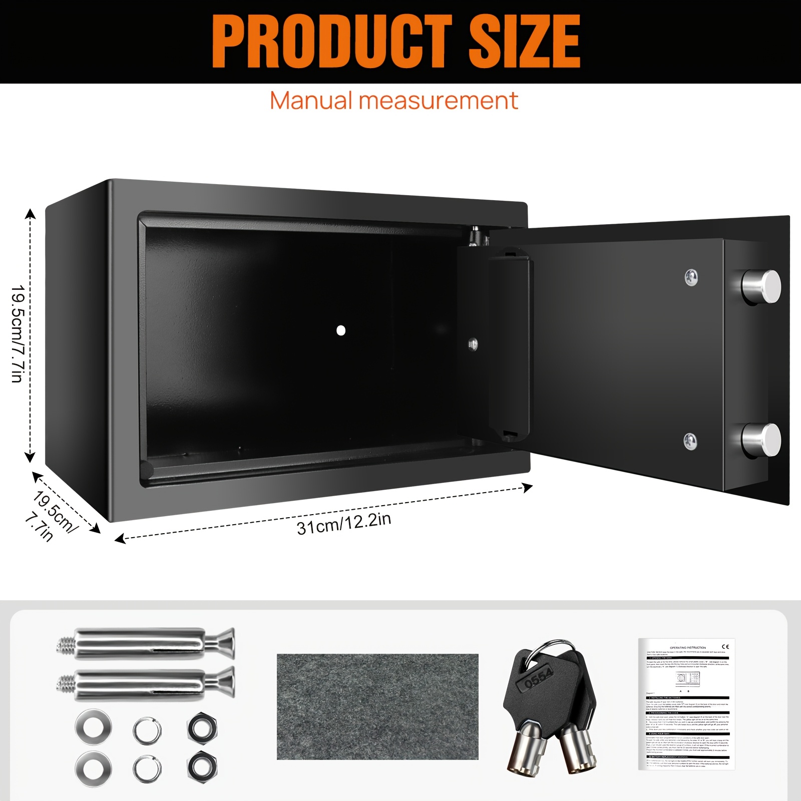 Small Mini All-Steel Safe, Wall-Mounted