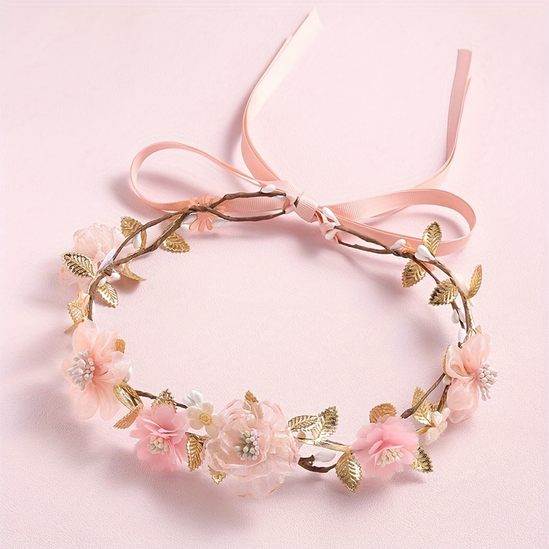 

1pc Romantic Artificial Flower Headwear Forest-themed Headband Bridal Wreath Simulation Hairband Women Girls Hair Accessories