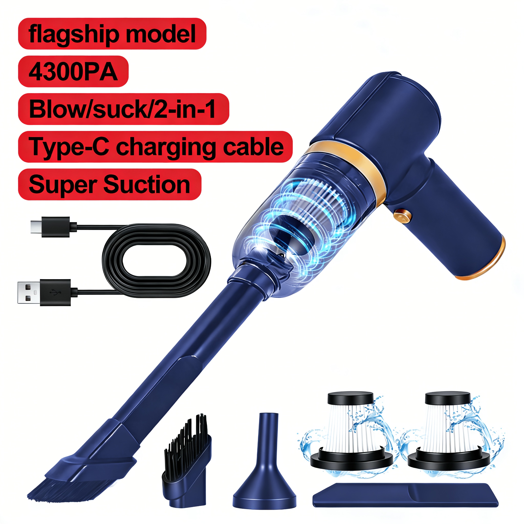 New Upgraded Version, 120w Portable Cordless Handheld Vacuum Cleaner, Cyclone Suction Cordless Vacuum Cleaner. Suitable For Car/office/home Rechargeable Strong Vacuuming
