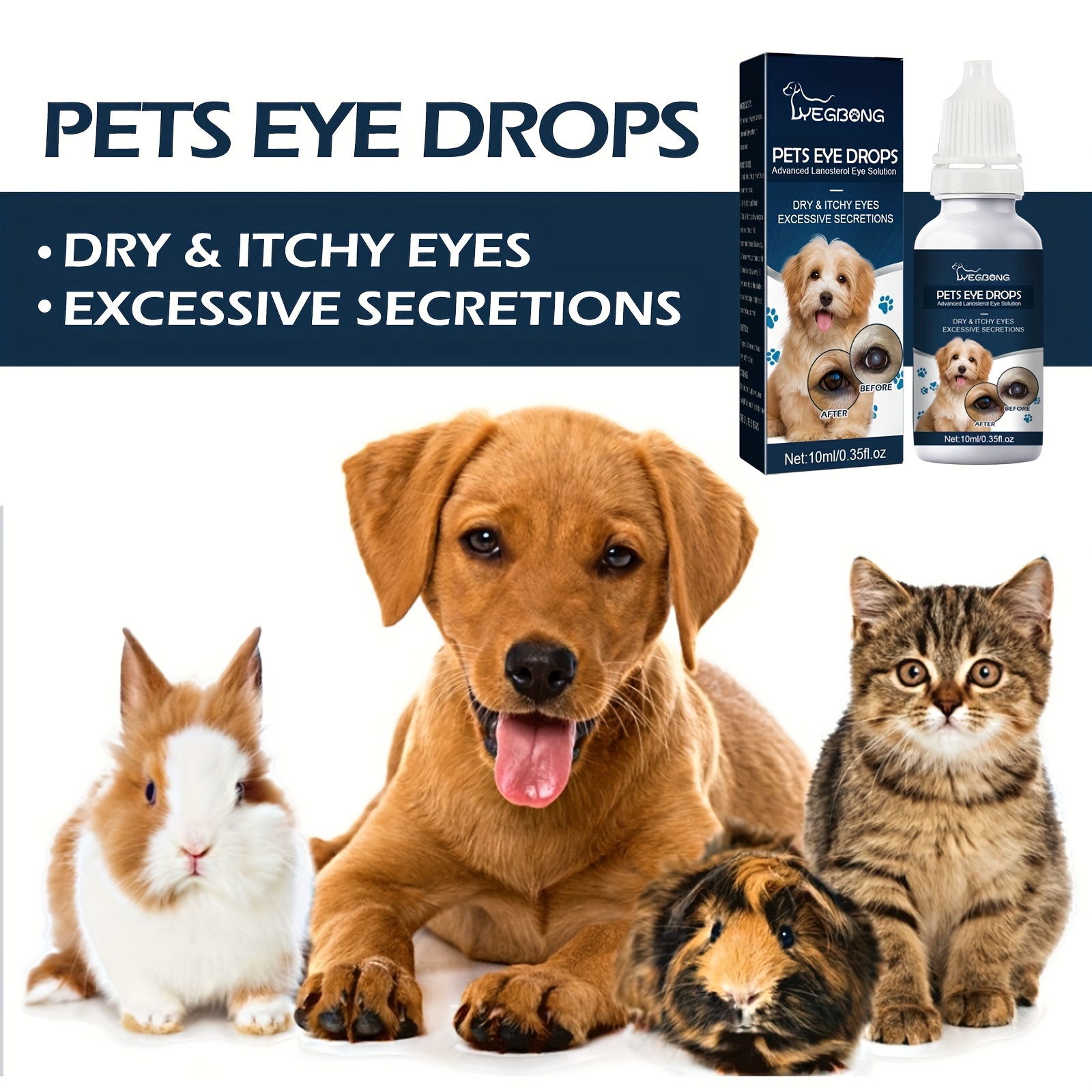 

Gentle Pet Eye Drops For Dogs - Tear Stain Remover & Itch Relief, Mild Cleansing Formula