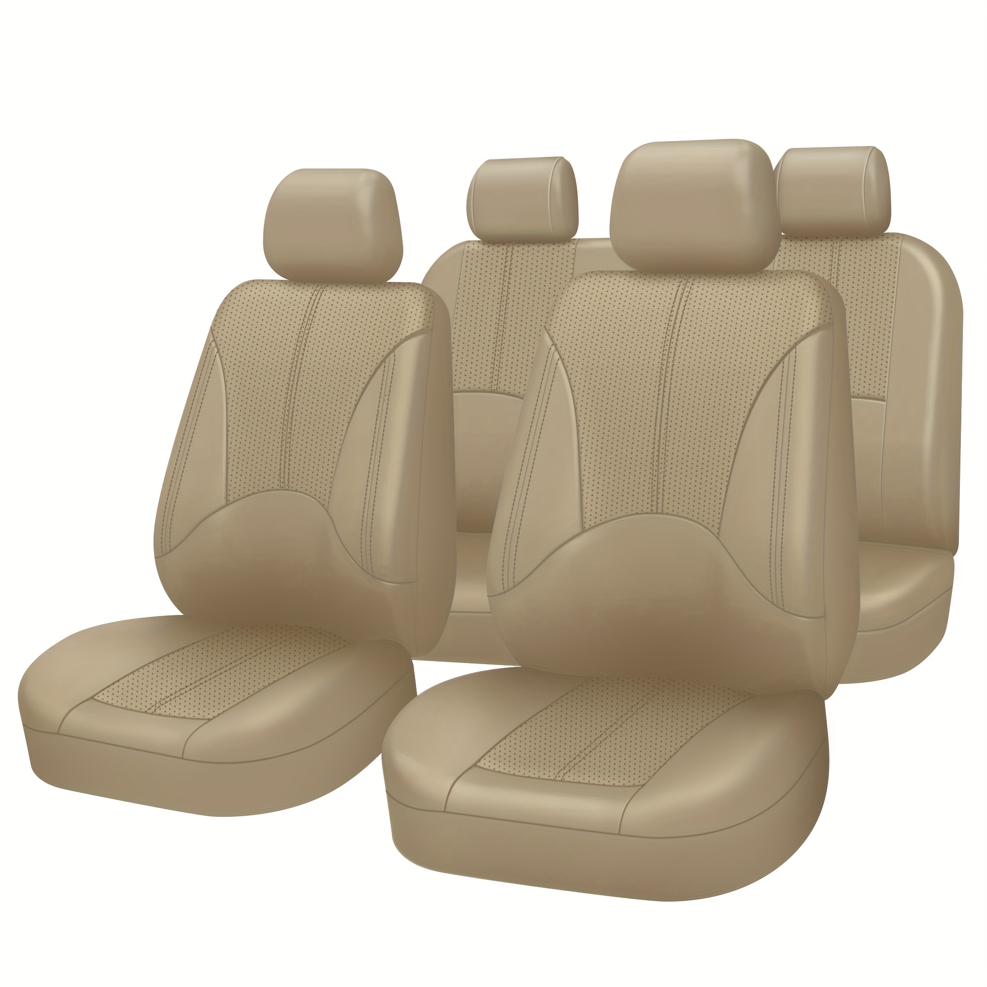 TEMU Pu Leather Car Seat Cover Full Set In 9pcs Universal Fit For Most Cars Suvs Trucks Airbag Compatible