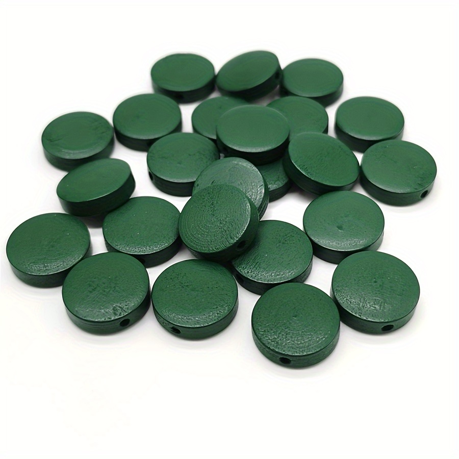 20pcs Flat Round Wooden Beads for DIY Jewellery Making