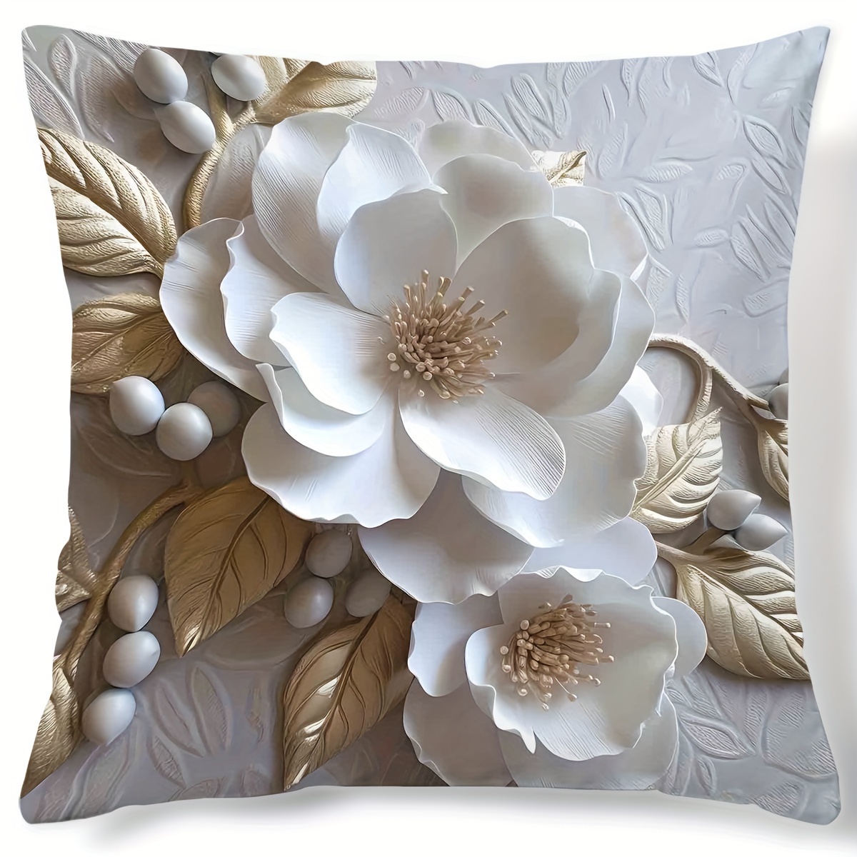 

1pc, Digital Printed Pillowcase With 3d Floral Pattern