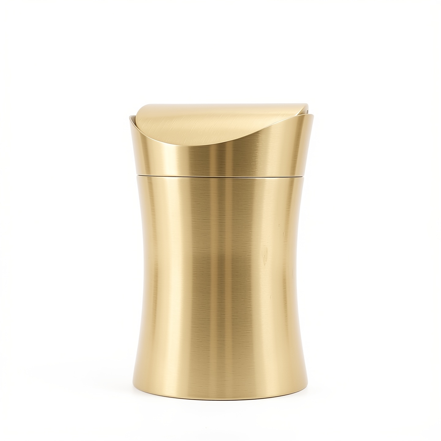 304 Stainless Steel Desktop 1.5l Mini Golden Countertop Creative Household Bathroom Office Trash Can With Lid