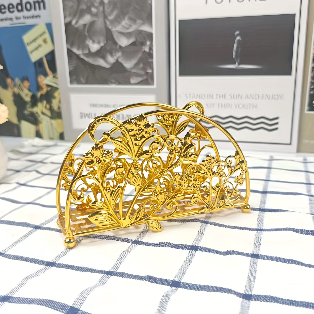 E-shop Serviettenhalter im europäischen Stil mit Blumenmuster, vertikale Taschentuch-Aufbewahrungsbox, Blumen- Blätter-Design, geeignet für Zuhause,