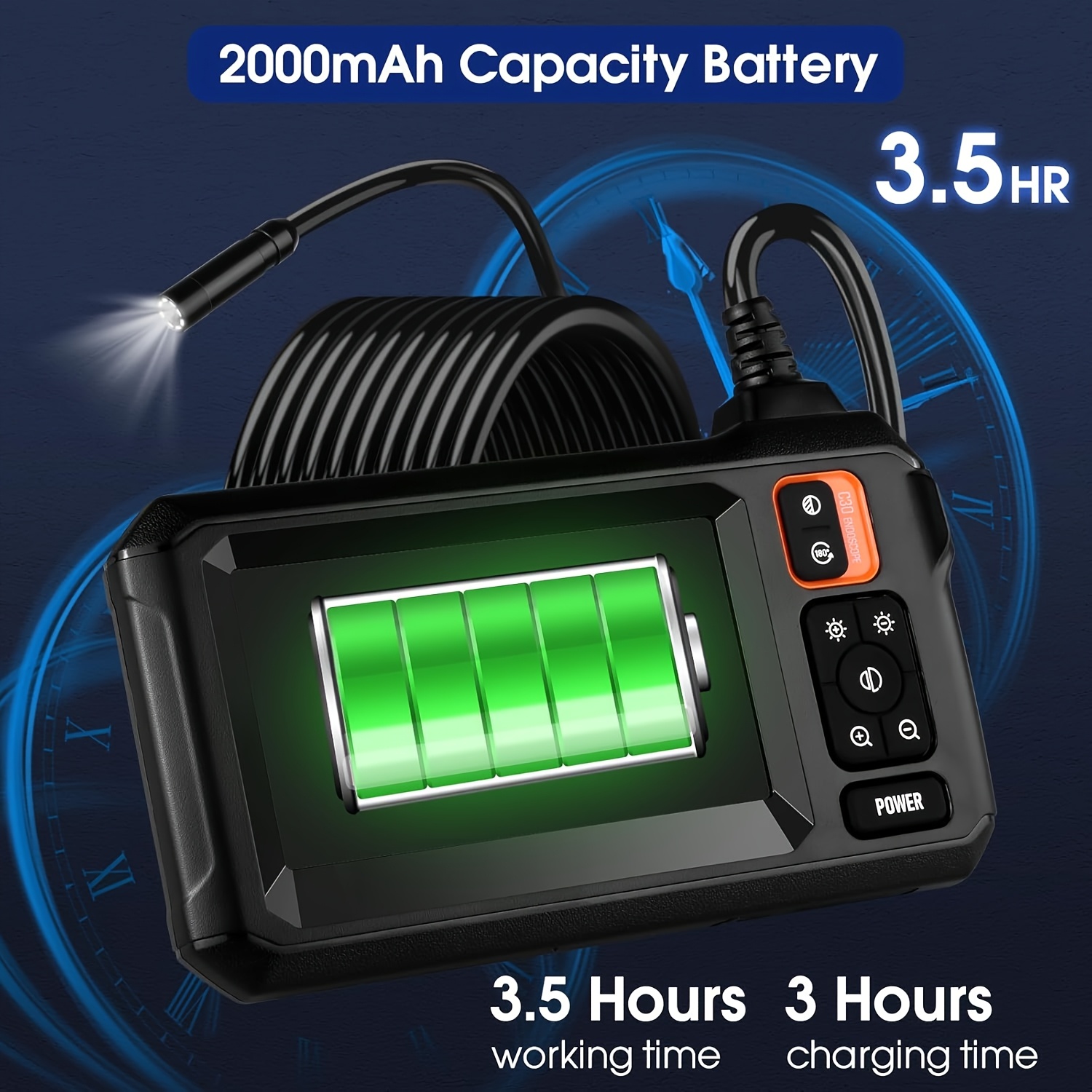 4.3" LCD Screen IP67 Waterproof Borescope Endoscope Camera with Light, 1080P HD Inspection Camera, Snake Camera, 3.3/16.5/50ft Endoscope Camera, Gadgets for Men 3 4.3" LCD Screen IP67 Waterproof Borescope Endoscope Camera with Light, 1080P HD Inspection Camera, Snake Camera, 3.3/16.5/50ft Endoscope Camera, Gadgets for Men - Image 3